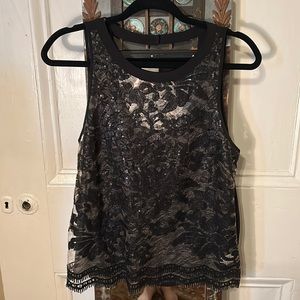 ASTR Black Sequin See Through Lace Tank